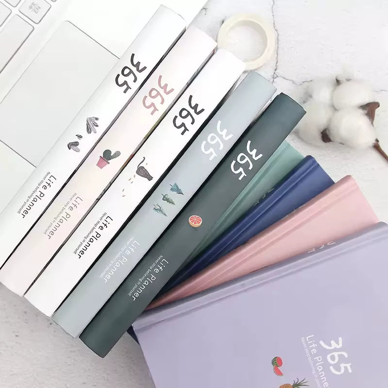 2025 Cute Solid Color Magnetic Buckle Design 365 Day Weekly Plan Diary Planner Notebooks A6 Journal School Supplies Stationery