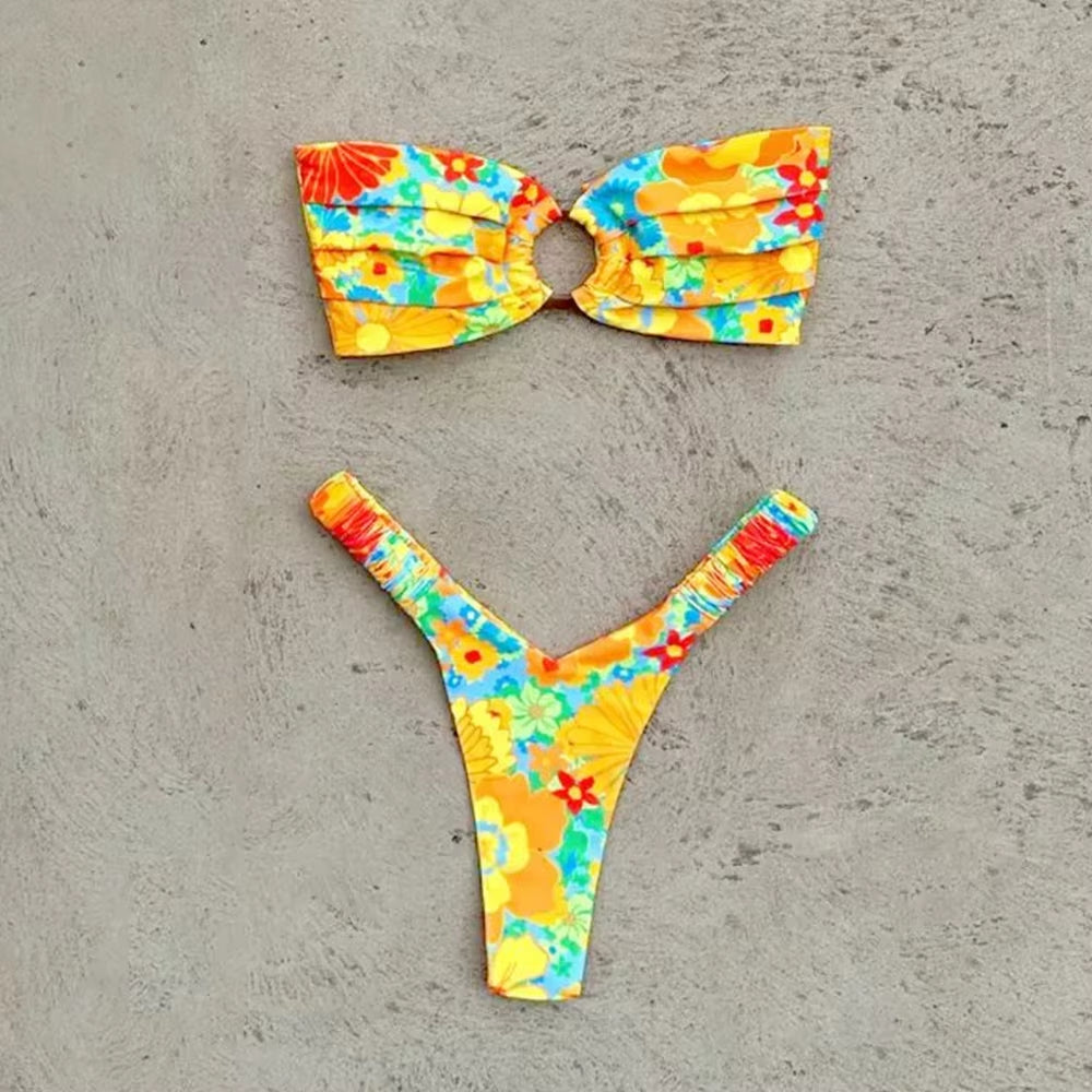 Micro Bikini Push up Women Swimsuits 2024 Sexy Female Swimwear Brazilian Bikini Set Thong Biquini Swim Suits Print Beachwear