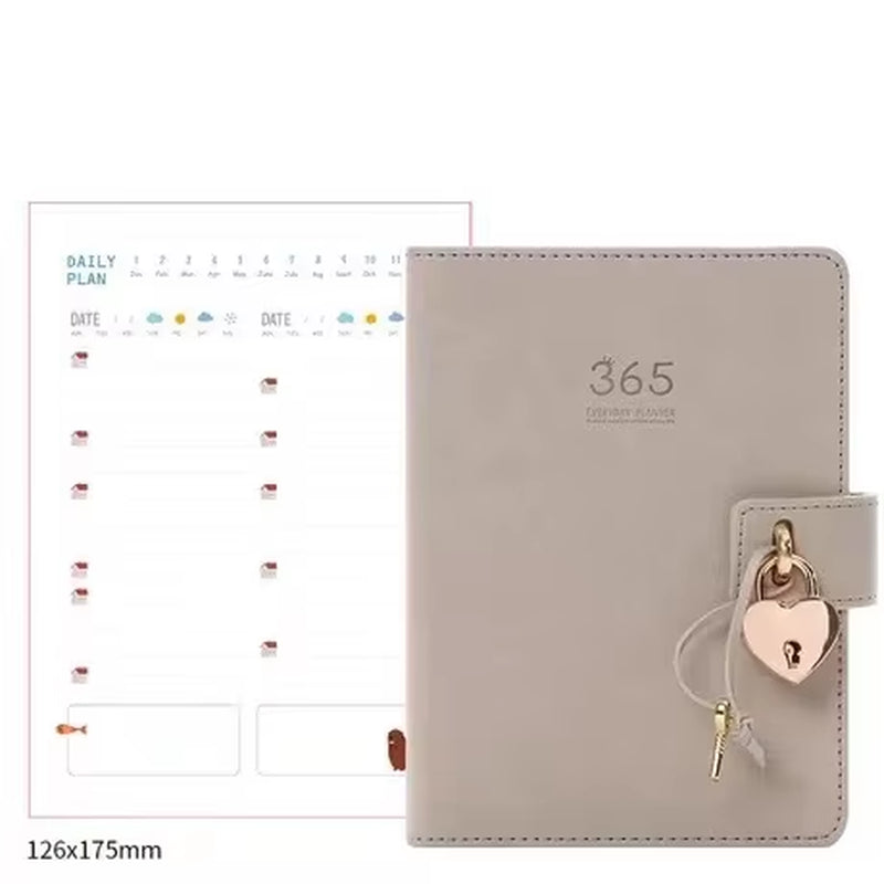 2025 Cute Solid Color Magnetic Buckle Design 365 Day Weekly Plan Diary Planner Notebooks A6 Journal School Supplies Stationery