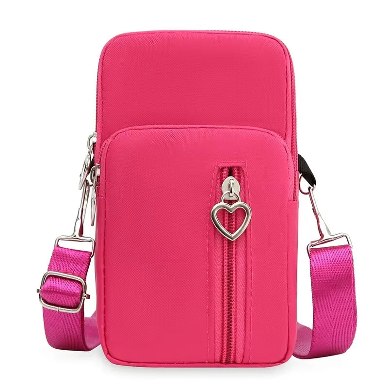 Waterproof Mobile Phone Bag Women'S Mini Oxford Crossbody Bag Daily Multi-Layer Zipper Purse Casual Outdoor Travel Nylon Bag