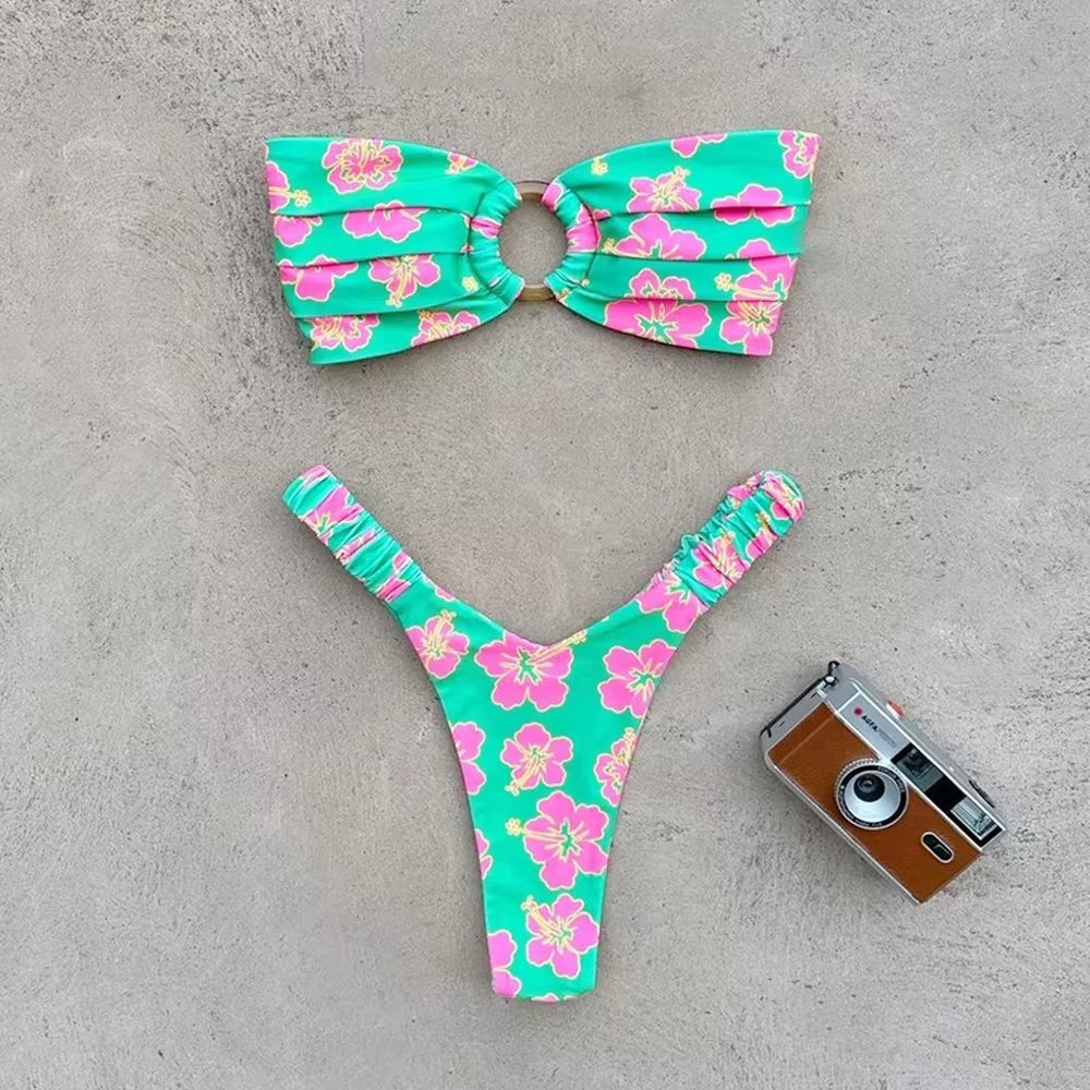 Micro Bikini Push up Women Swimsuits 2024 Sexy Female Swimwear Brazilian Bikini Set Thong Biquini Swim Suits Print Beachwear