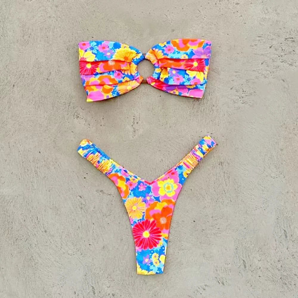 Micro Bikini Push up Women Swimsuits 2024 Sexy Female Swimwear Brazilian Bikini Set Thong Biquini Swim Suits Print Beachwear