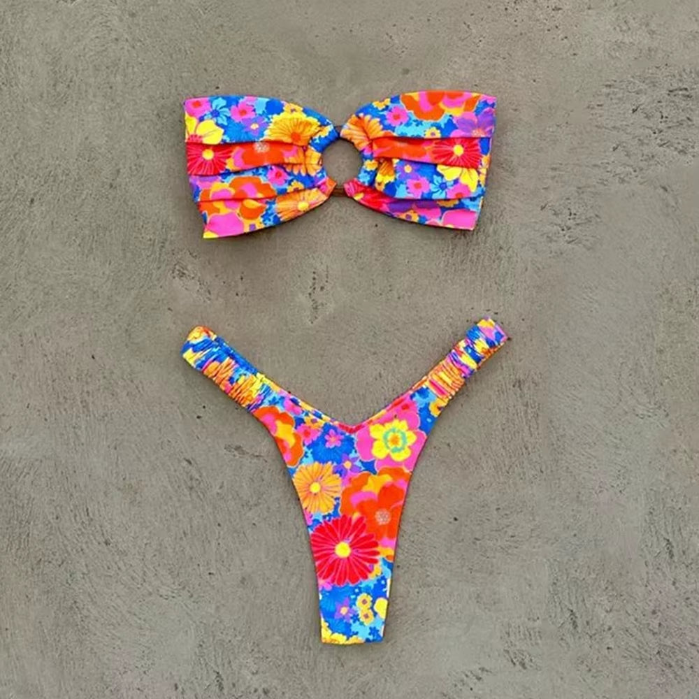 Micro Bikini Push up Women Swimsuits 2024 Sexy Female Swimwear Brazilian Bikini Set Thong Biquini Swim Suits Print Beachwear