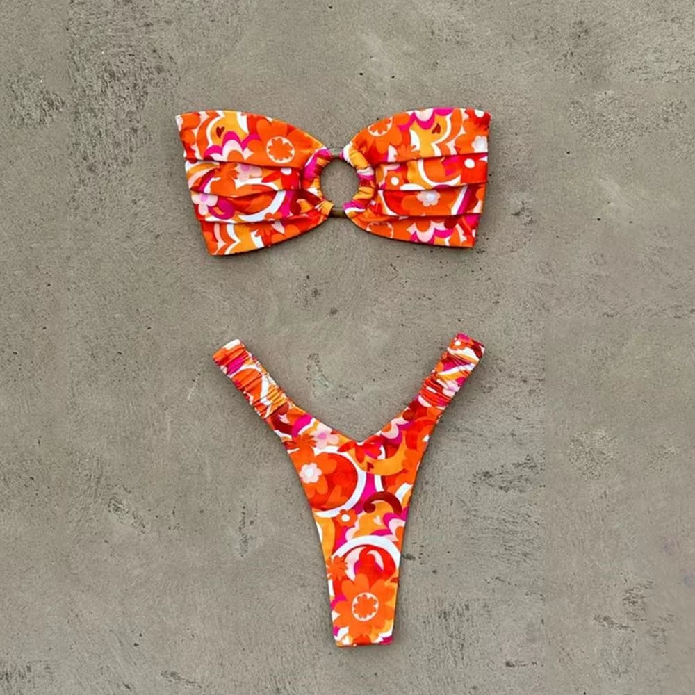 Micro Bikini Push up Women Swimsuits 2024 Sexy Female Swimwear Brazilian Bikini Set Thong Biquini Swim Suits Print Beachwear