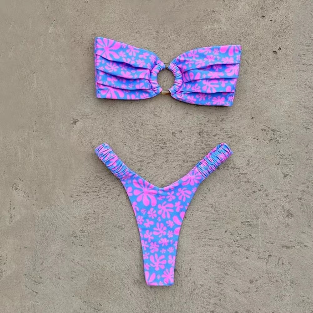 Micro Bikini Push up Women Swimsuits 2024 Sexy Female Swimwear Brazilian Bikini Set Thong Biquini Swim Suits Print Beachwear