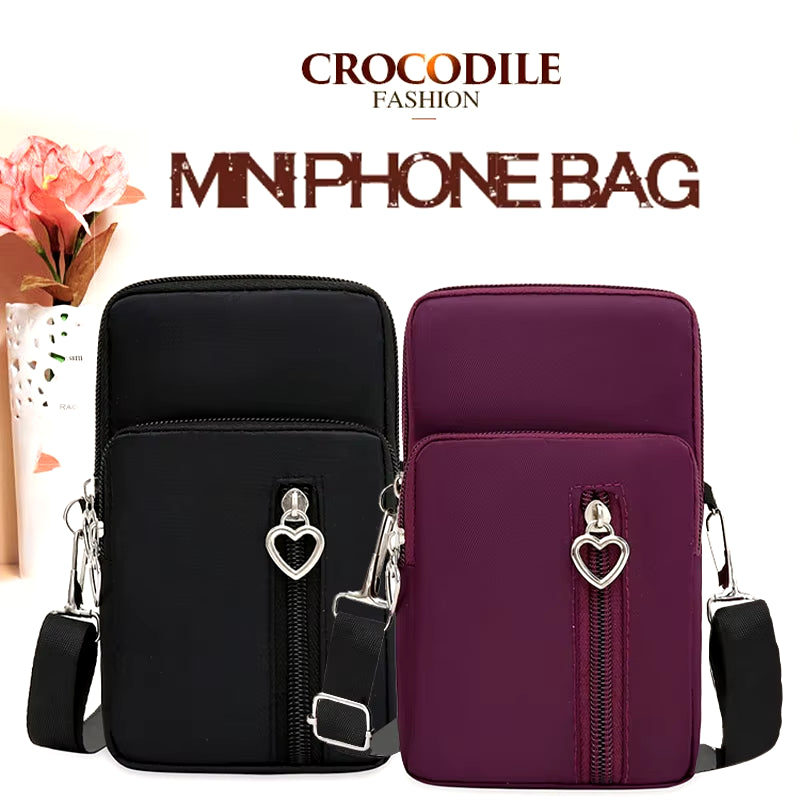 Waterproof Mobile Phone Bag Women'S Mini Oxford Crossbody Bag Daily Multi-Layer Zipper Purse Casual Outdoor Travel Nylon Bag